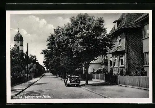 AK Soltau /Lüneburger Heide, Strassenpartie mit Gebäudeansicht