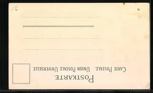 Passepartout-Lithographie Chur, Ortsansicht mit Blüten