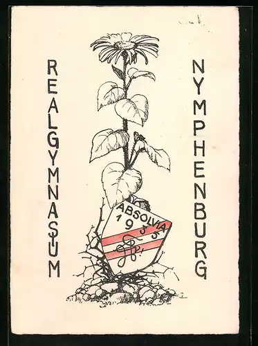 Künstler-AK München, Absolvia der Studenten des Gymnasiums Nymphenburg, 1935