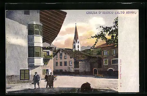 AK Chiusa d`Isarco, Ortsansicht mit Kirche