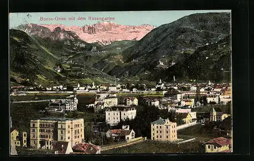 AK Bozen-Gries, Ortsansicht mit Rosengarten