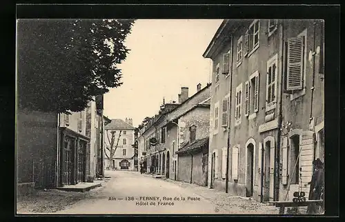 AK Ferney, Rue de la Poste, Hotel de France