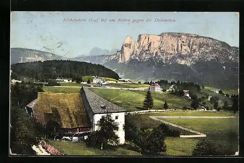 AK Klobenstein am Ritten, Ortspartie gegen die Dolomiten