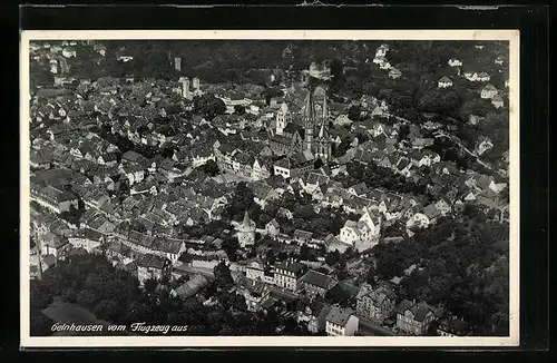 AK Gelnhausen, Teilansicht mit Kirche, Fliegeraufnahme