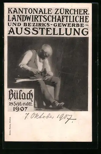 Künstler-AK Bülach, Kantonale Zürcher Landwirtschaftliche und Bezirks-Gewerbe-Ausstellung 1907, Handwerker