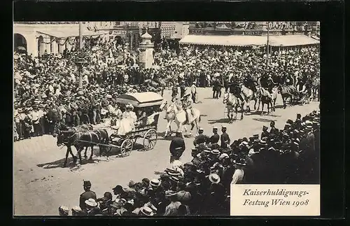 AK Wien, Festzug Kaiserhuldigung 1908, Café Maendel