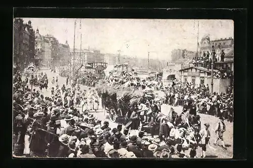 AK Wien, Kaiserhuldigung Festzug 1908, Heuwagen