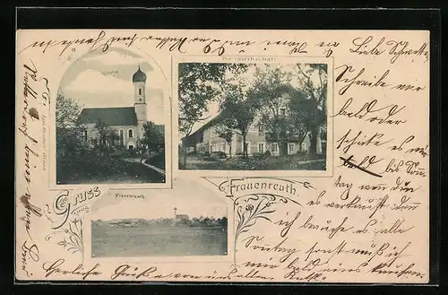 AK Frauenreuth / Glonn, Gasthaus, Kirche, Teilansicht