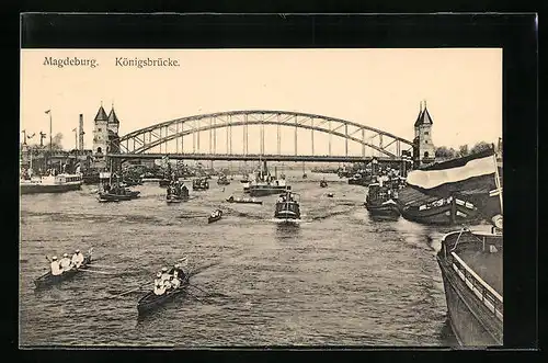 AK Magdeburg, Dampfer unter der Königsbrücke