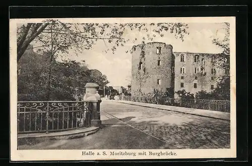 AK Halle a. S., Moritzburg und Burgbrücke