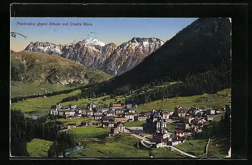 AK Pontresina, Blick gegen Albula und Crasta Mora