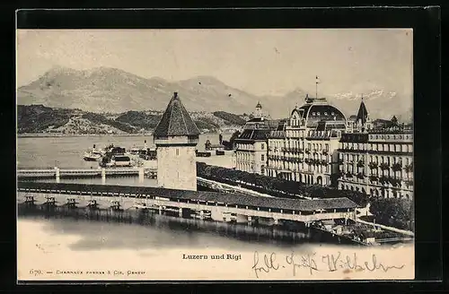 AK Luzern, Teilansicht mit Blick auf Rigi