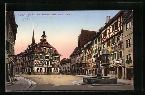 AK Stein a. Rh., Rathausplatz und Rathaus