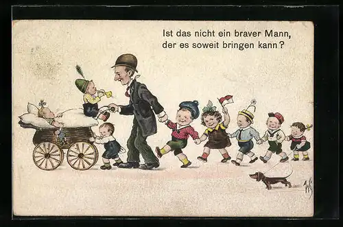 Künstler-AK Willi Scheuermann: Ist das nicht ein braver Mann, der es soweit bringen kann?, Karikatur