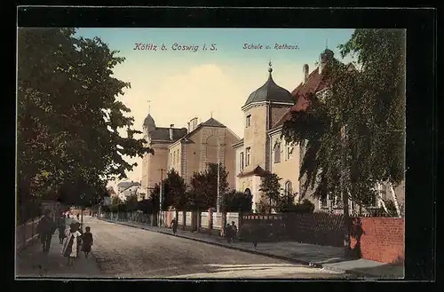 AK Kötitz b. Coswig, Schule und Rathaus