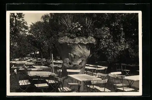 AK Garsedow, Gasthaus zur grünen Aue, Ansicht der Terrasse