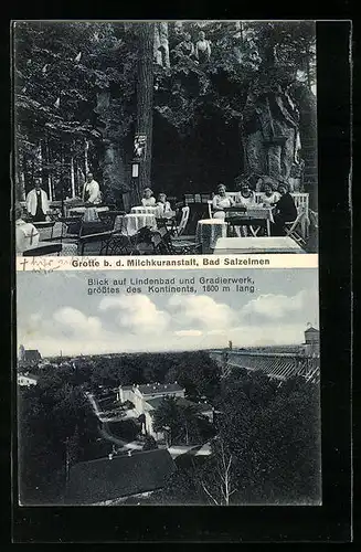 AK Bad Salzelmen, Milchkuranstalt und Parkrestaurant Villa Bismarck, Lindenbad und Gradierwerk