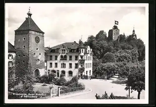 AK Laufenburg a. Rhein, Wasenturm, Hotel Bahnhof und Schlossberg