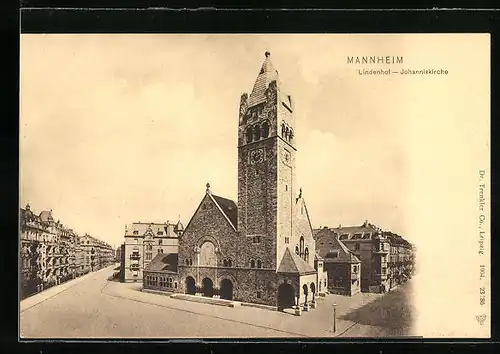 AK Mannheim, Lindenhof mit Johanniskirche