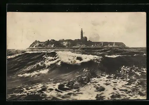 AK Insel Oie, Blick zur Insel vom Meer aus