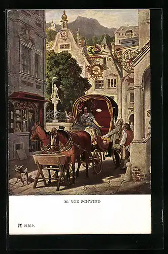 Künstler-AK Moritz von Schwind: Aufbruch zur Hochzeitsreise