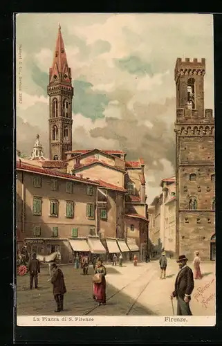 Künstler-AK Firenze, La Piazza di S. Firenze