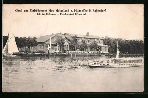 AK Berlin-Rahnsdorf, Gasthaus Neu-Helgoland am Müggelsee