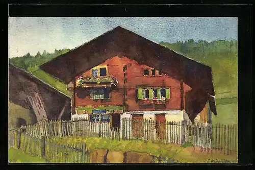 Künstler-AK Chesières, Chalet im Sonnenschein