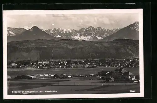 AK Klagenfurt, Flughafen Klagenfurt mit Ortsansicht und Koschutta