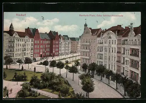 AK Rixdorf, Herrfurth-Platz, Ecke Schiller-Promenade