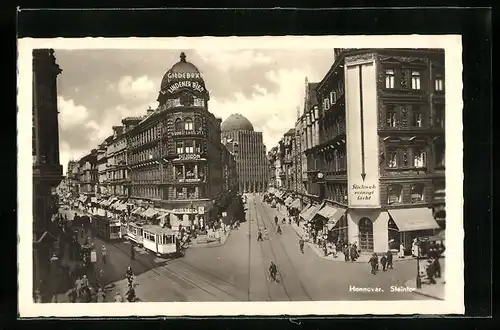 AK Hannover, Strassenbahnen am Steintor