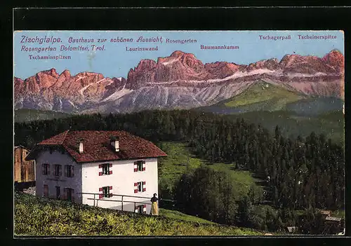 AK Zischglalpe, Gasthaus zur schönen Aussicht