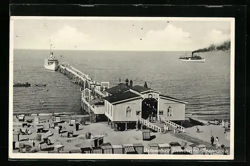 AK Zinnowitz /Usedom, Seebrücke aus der Vogelschau