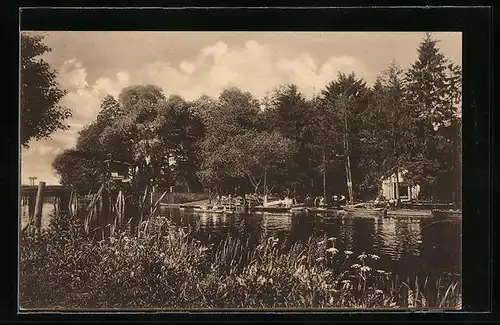 AK Prierosbrück, Restaurant zum Wassersport, Gartenansicht