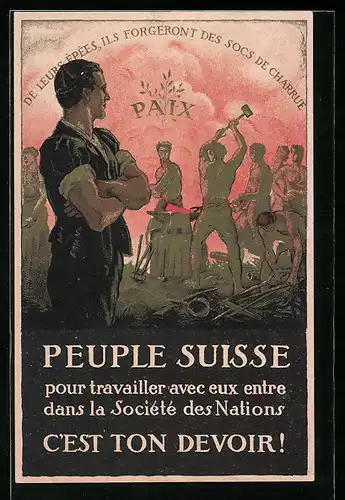 Künstler-AK Schweiz, Peuple Suisse, C`est ton devoir!, Völkerbund