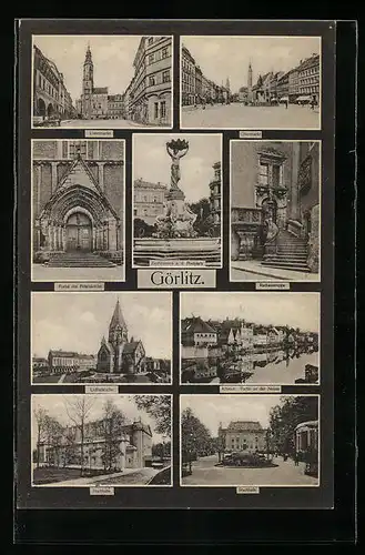 AK Görlitz, Untermarkt, Stadthalle, Portal der Peterskirche