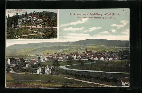 AK Alfeld /Leine, Hotel Schlehberg, Blick vom Hotel auf Alfeld