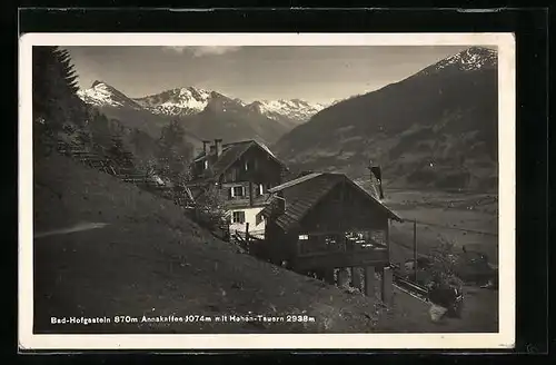 AK Bad-Hofgastein, Cafe-Restaurant Annenhöhe mit Hohen-Tauern aus der Vogelschau