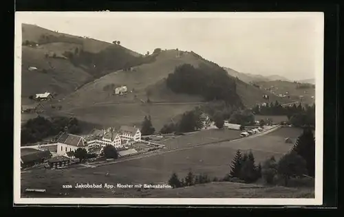 AK Jakobsbad, Blick auf das Kloster mit der Bahnstation