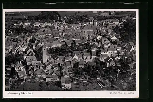 AK Simmern /Hunsrück, Teilansicht, Fliegeraufnahme