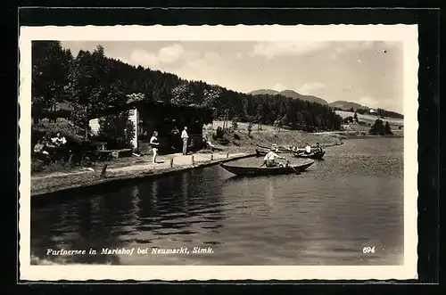 AK Mariahof b. Neumarkt, Furtnersee mit Ruderern