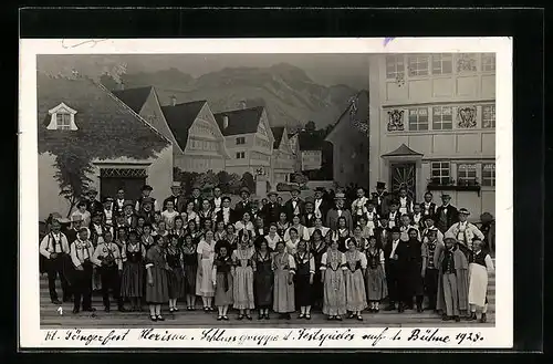 Foto-AK Herisau, Kt. Sängerfest Herisau, Schlussgruppe d. Festspieles auf der Bühne 1928