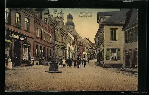 AK Simmern, Marktstrasse mit Gasthaus Zum Lamm