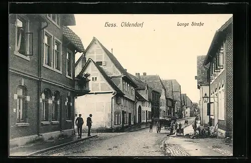 AK Hess. Oldendorf, Lange Strasse mit Kutschen