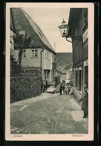 AK Sebnitz, Obergasse mit alten Häusern