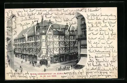 AK Zürich, Eidgenössisches Sängerfest vom 14.-18. Juli 1905