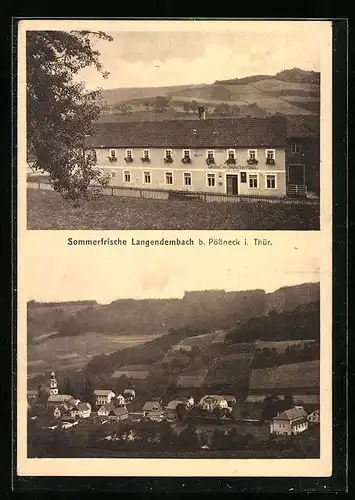 AK Langendembach i. Thür., Gasthof zum Deutschen Haus, Ortsansicht