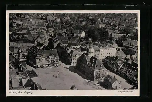 AK Borna, Bez. Leipzig, Ortsansicht aus der Vogelschau