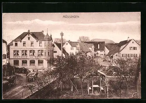 AK Mössingen, Ortspartie mit Gasthaus zur Rose