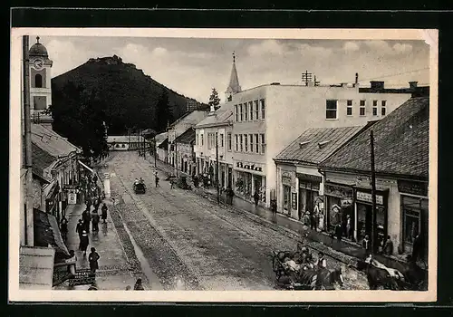 AK Chast, Strassenpartie mit Blick auf die Festung